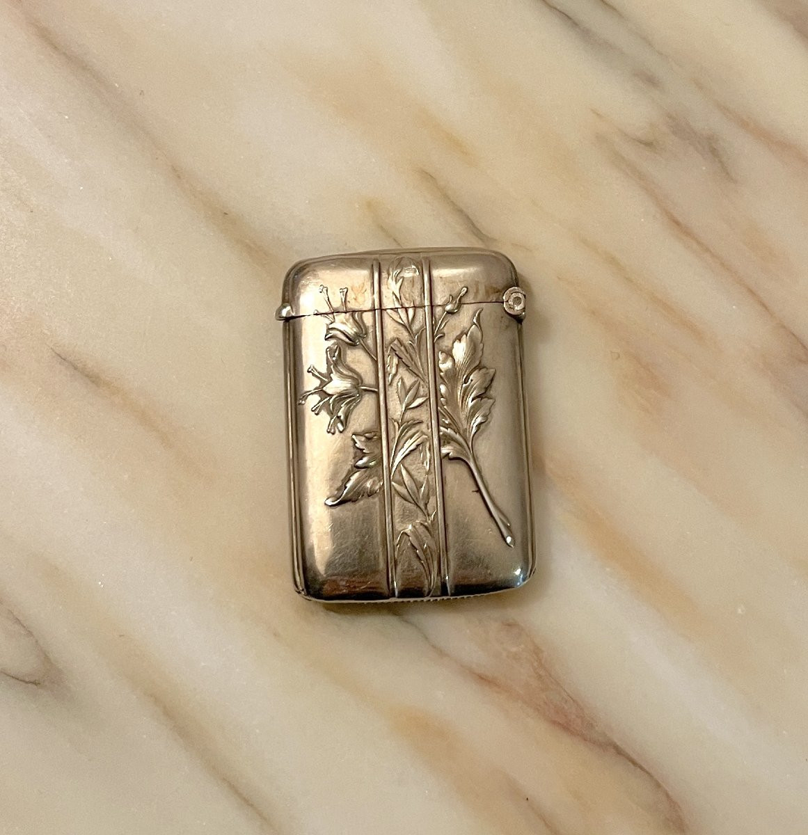 Pyrogène boite à allumettes Art Nouveau en argent fin XIXème-photo-2