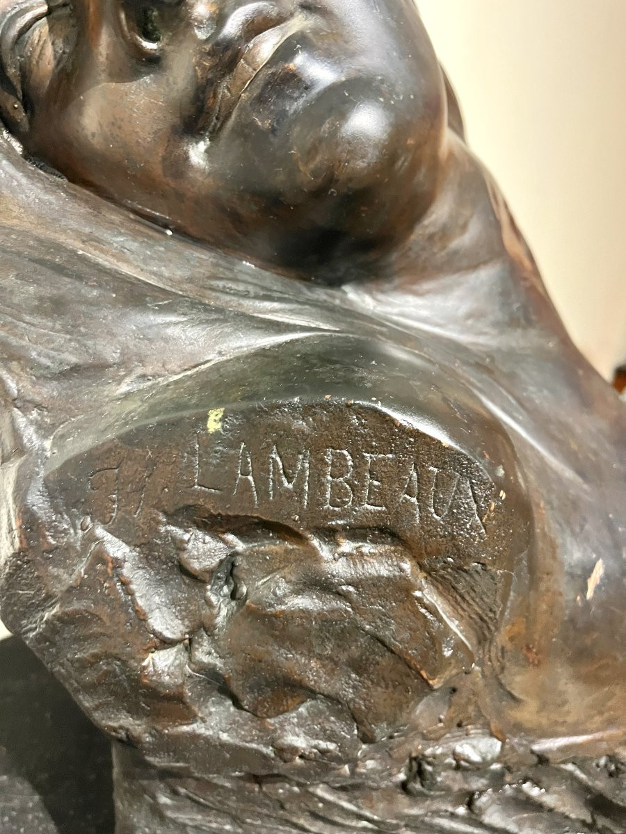 Jef Lambeaux (1852-1908) Electroplated Bust Of A Woman, 19th Century-photo-2