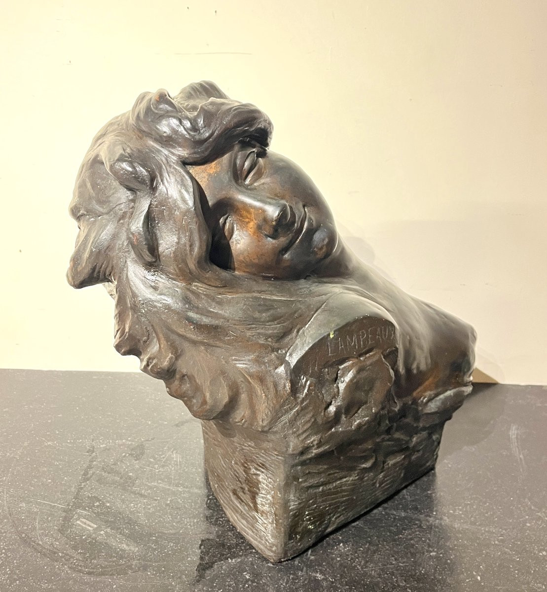 Jef Lambeaux (1852-1908) Electroplated Bust Of A Woman, 19th Century-photo-6