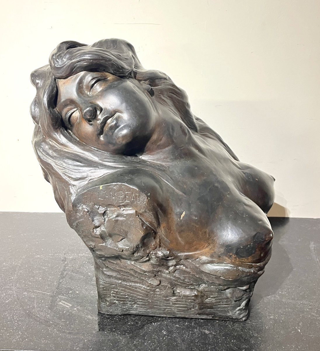 Jef Lambeaux (1852-1908) Electroplated Bust Of A Woman, 19th Century-photo-7