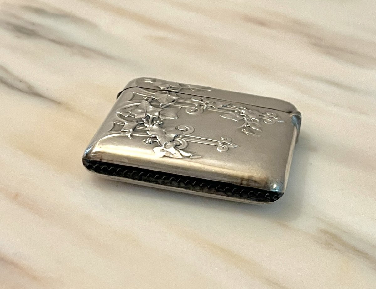 Pyrogène boite à allumettes Art Nouveau en argent-photo-2