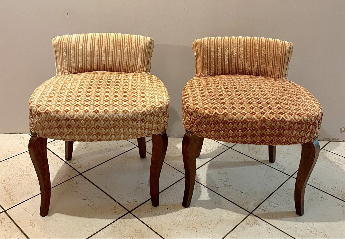Pair Of Small Armchairs From The 50s-photo-3