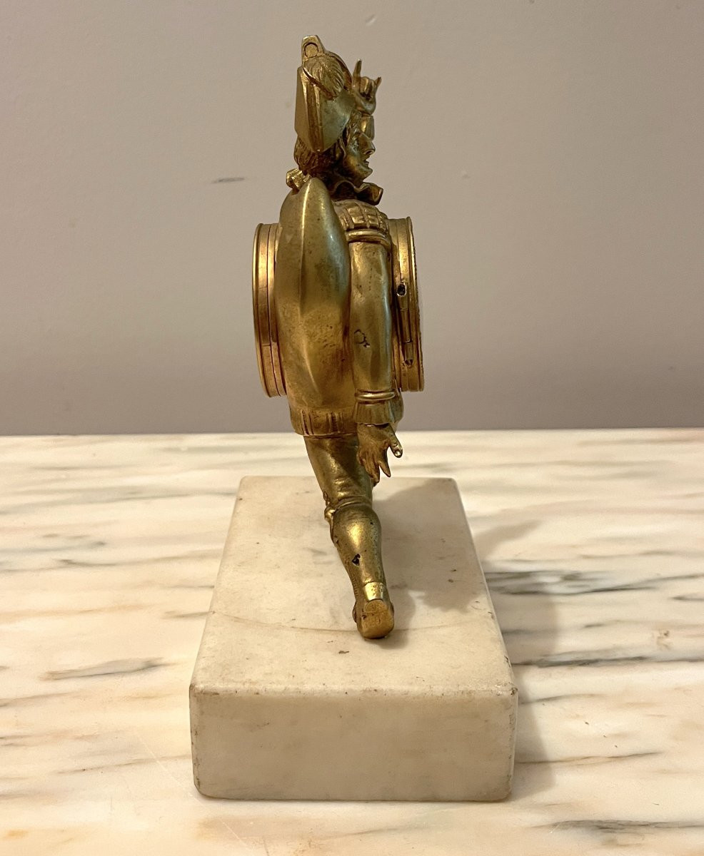 Small Gilded Bronze Clock Depicting A Pulcinella 18th Century-photo-4