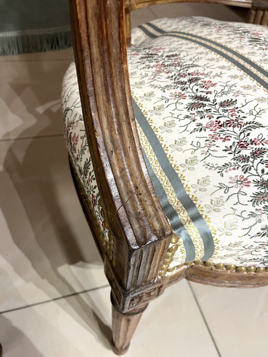Four Cabriolet Armchairs Lxvi XVIIIth Century-photo-2