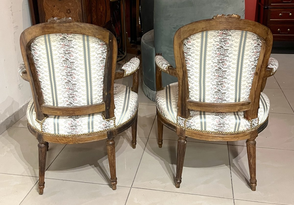 Four Cabriolet Armchairs Lxvi XVIIIth Century-photo-4