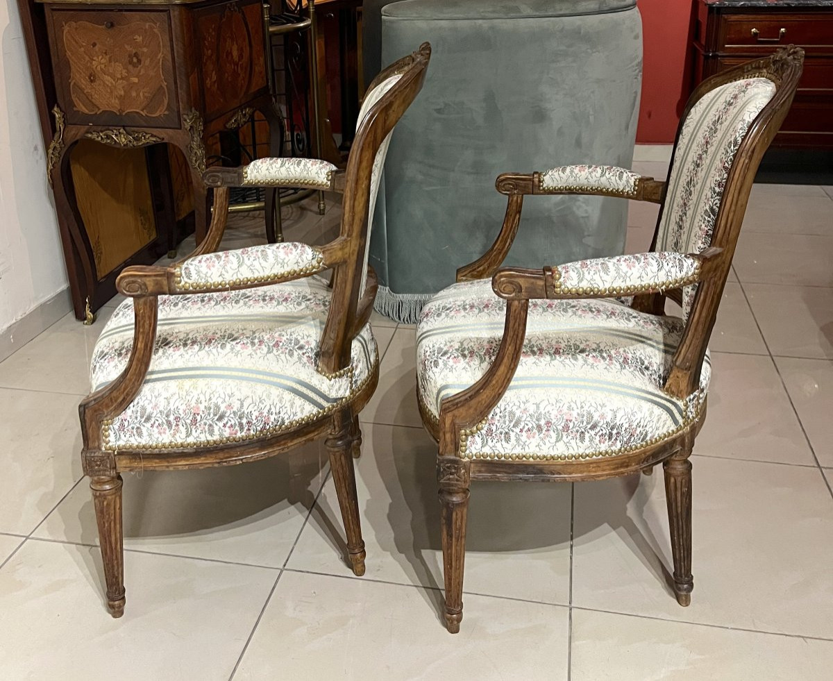 Four Cabriolet Armchairs Lxvi XVIIIth Century-photo-5