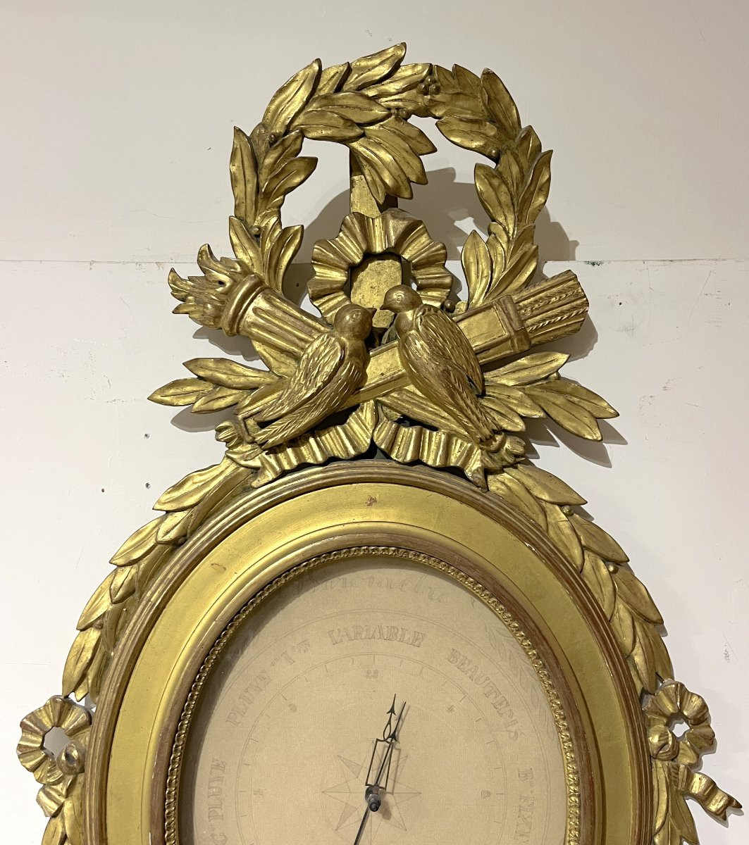 Barometer In Gilded Carved Wood, Style Lxvi-photo-3