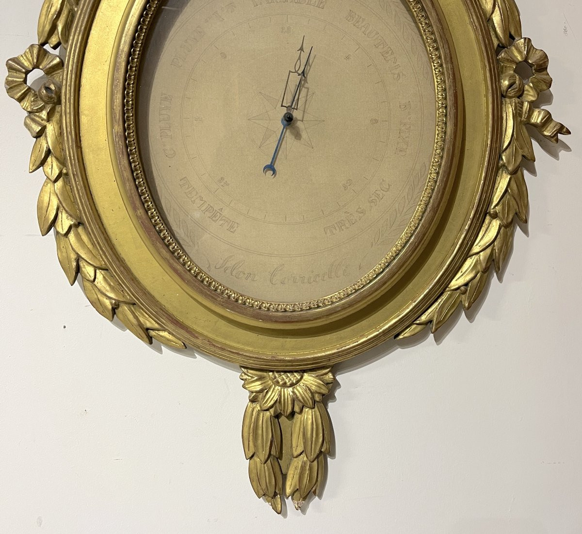 Barometer In Gilded Carved Wood, Style Lxvi-photo-4