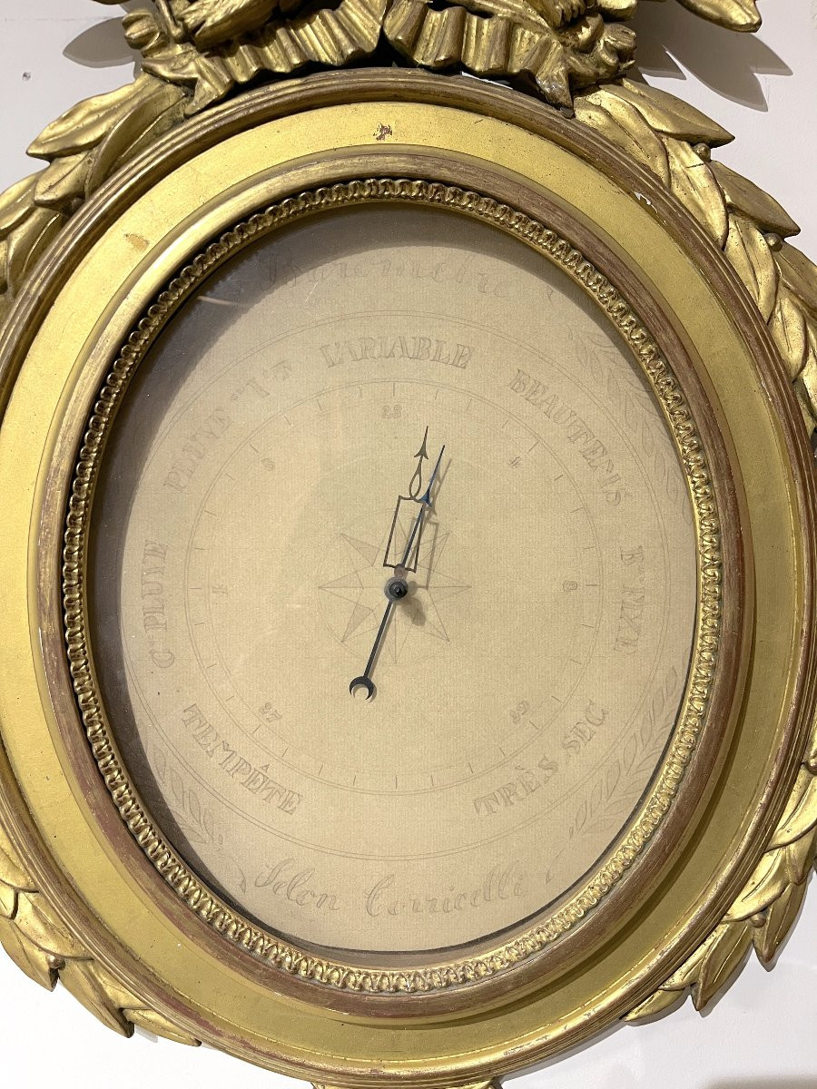 Barometer In Gilded Carved Wood, Style Lxvi-photo-1