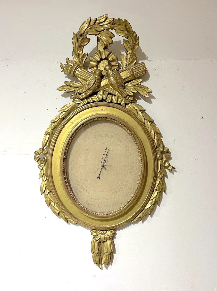 Barometer In Gilded Carved Wood, Style Lxvi