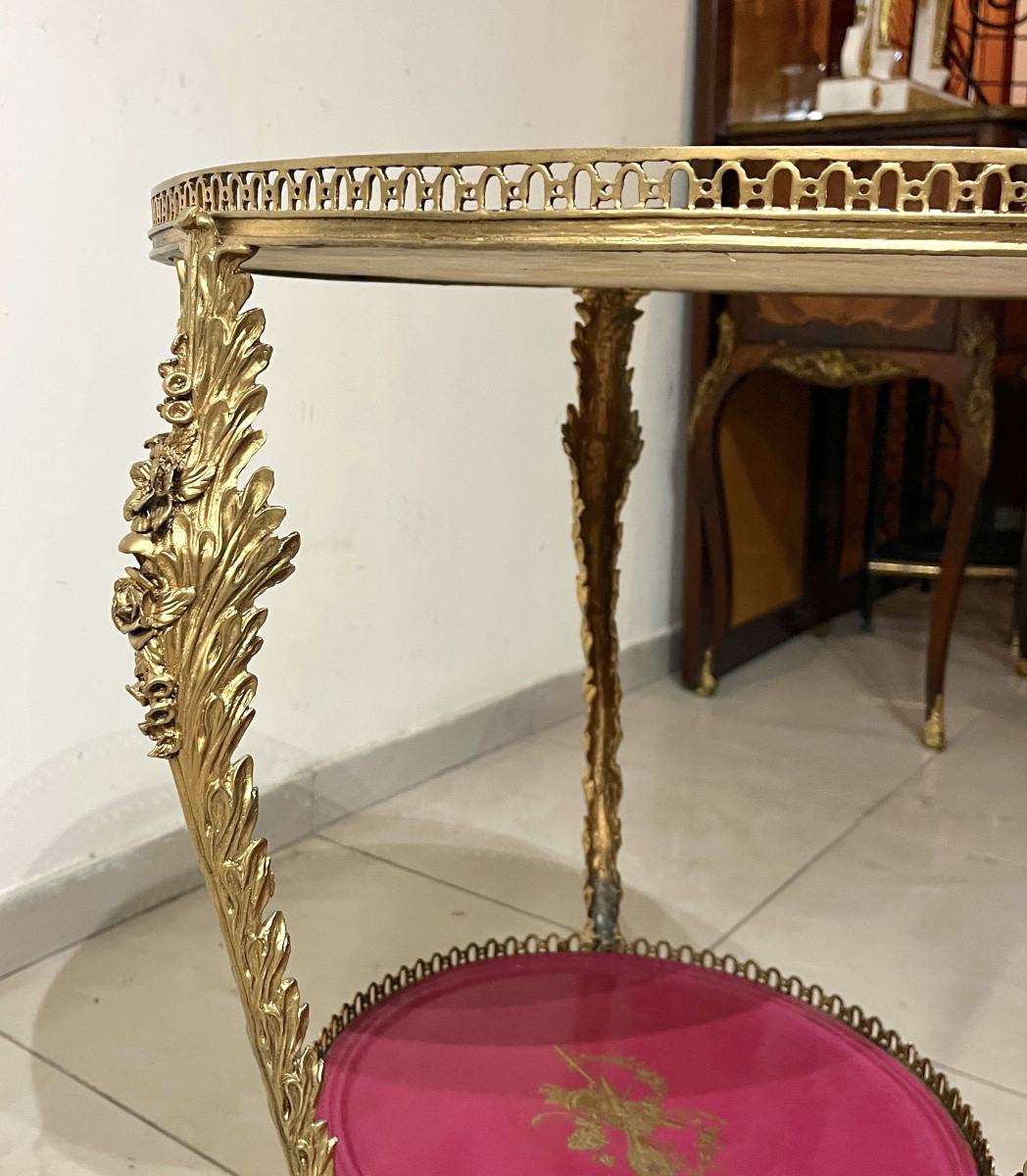 Bronze And Porcelain Pedestal Table, 20th Century-photo-6