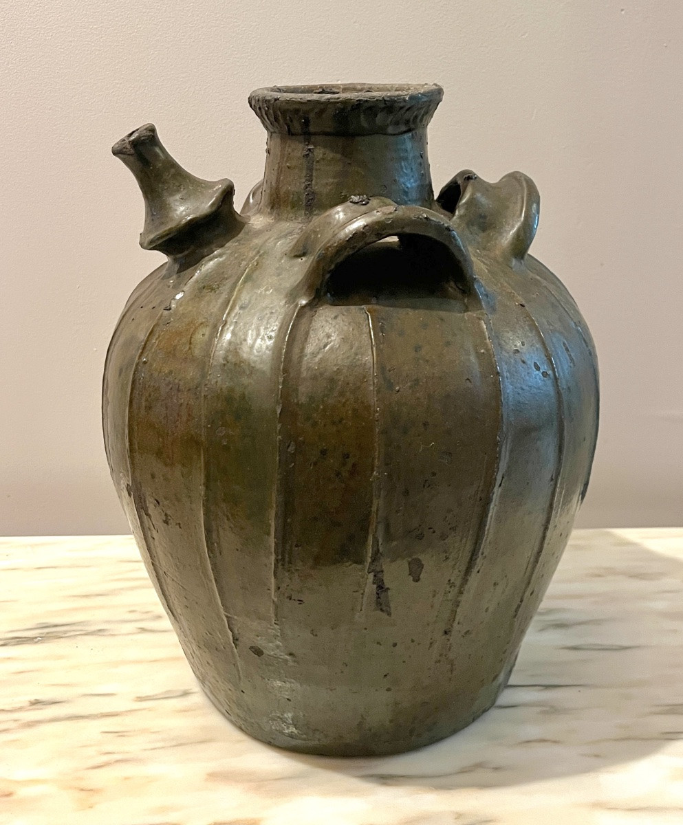 Auvergne Glazed Earthenware Oil Jar 18th Century-photo-3