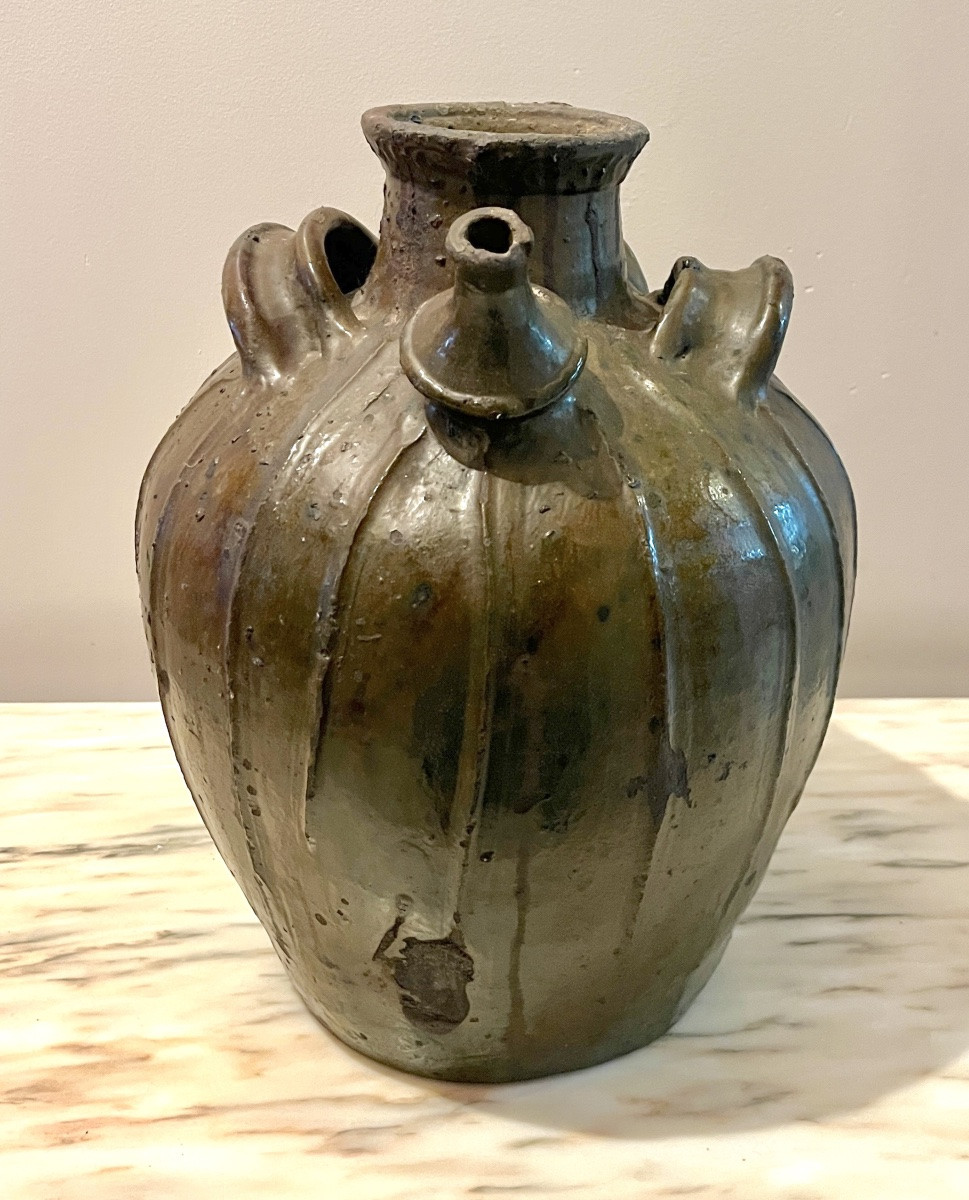 Auvergne Glazed Earthenware Oil Jar 18th Century-photo-1