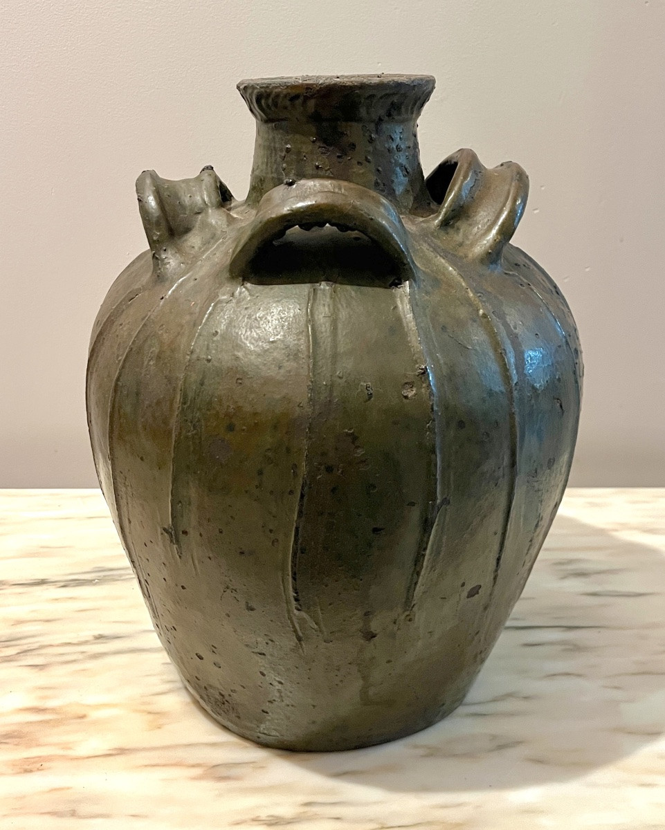 Auvergne Glazed Earthenware Oil Jar 18th Century-photo-2