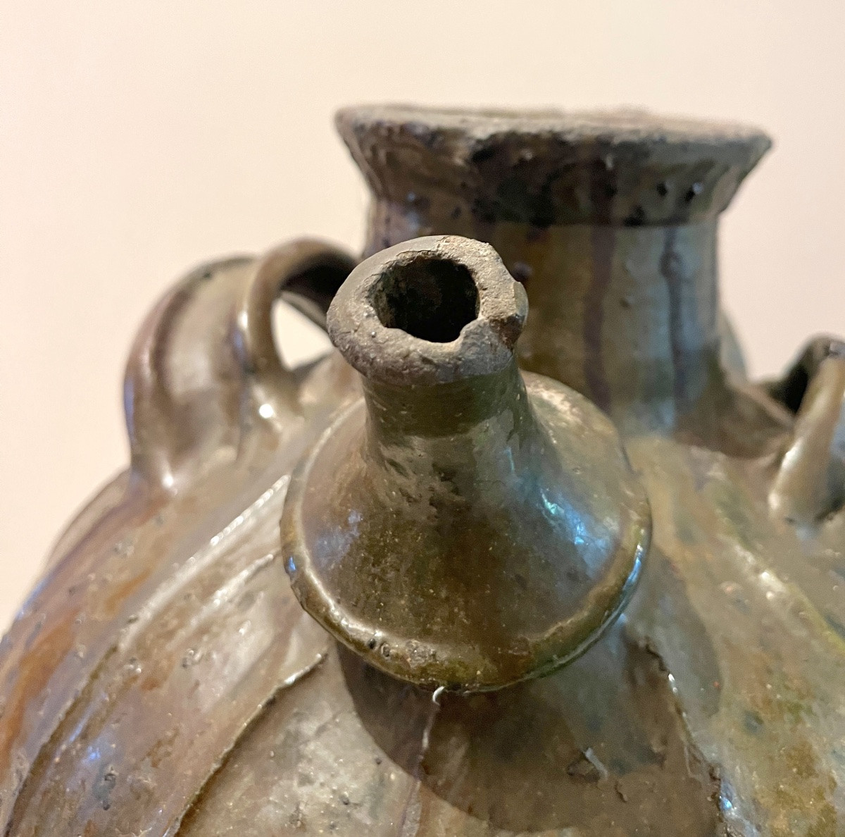 Auvergne Glazed Earthenware Oil Jar 18th Century-photo-3