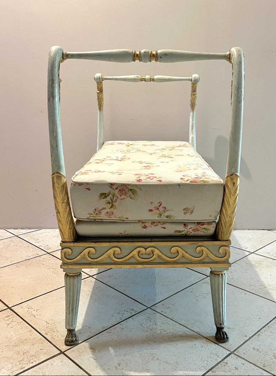 Petite banquette style Neoclassique bois laqué XIXème-photo-2