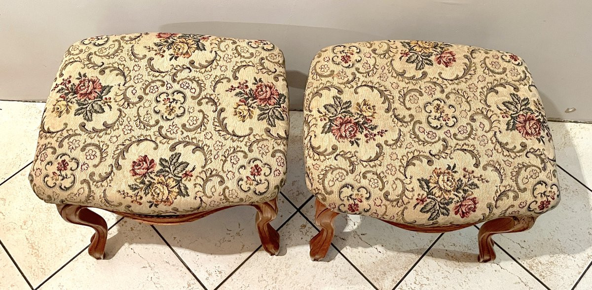 Paire de tabourets de style LXV XIXème -photo-2