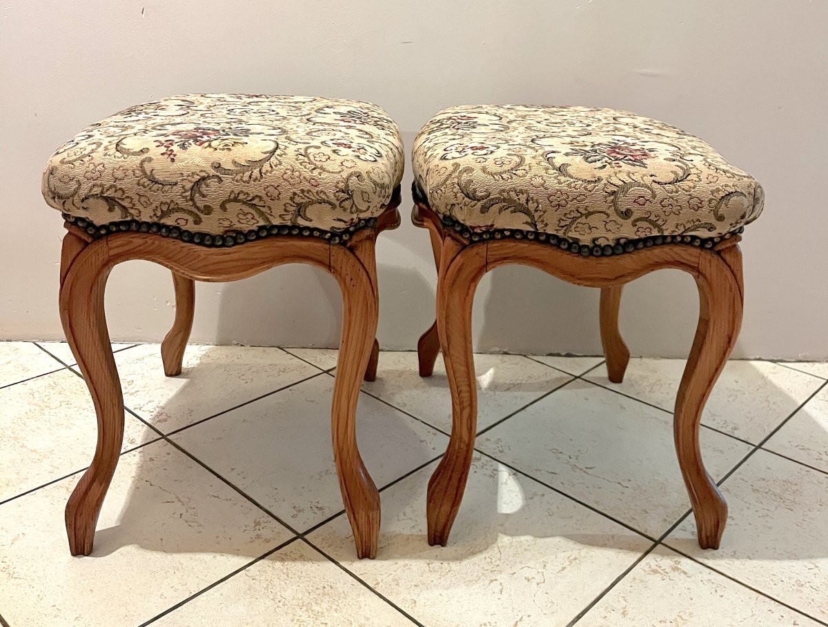 Paire de tabourets de style LXV XIXème -photo-4