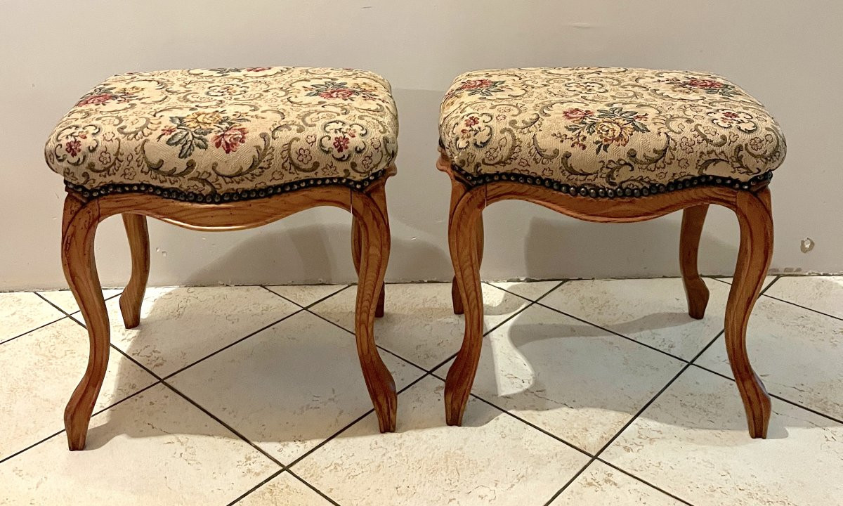 Paire de tabourets de style LXV XIXème -photo-5