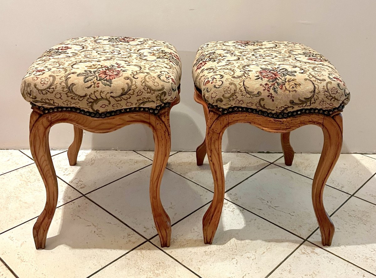 Paire de tabourets de style LXV XIXème -photo-6