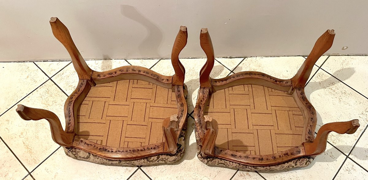 Paire de tabourets de style LXV XIXème -photo-7