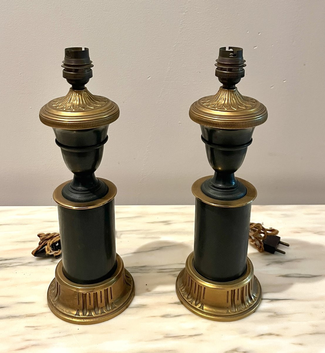 Paire de lampes de style Empire en bronze-photo-2