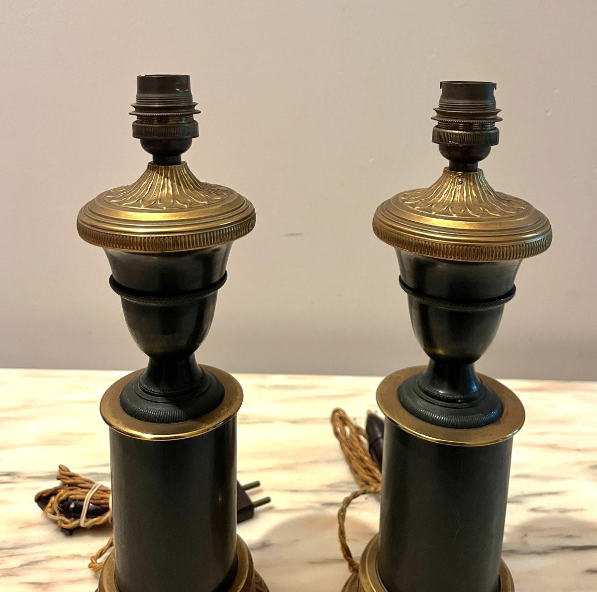 Paire de lampes de style Empire en bronze-photo-2