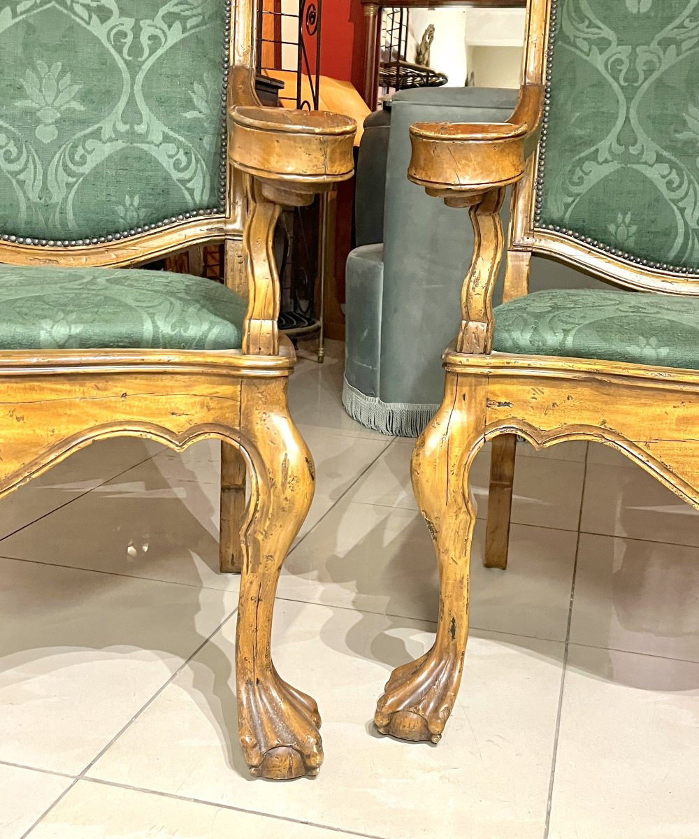 Pair Of Large High-back Armchairs-photo-4