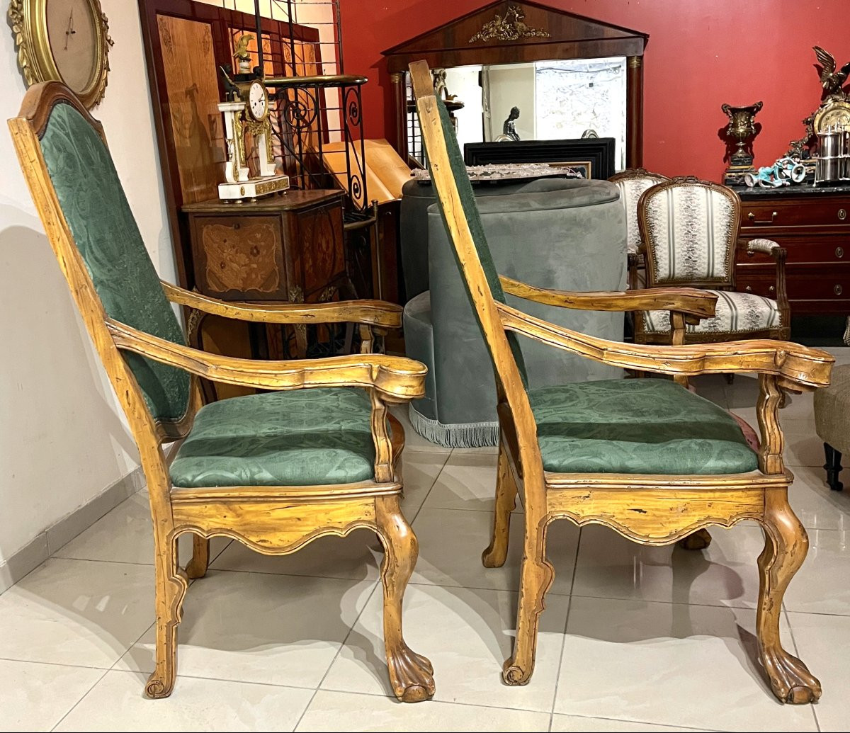 Pair Of Large High-back Armchairs-photo-3