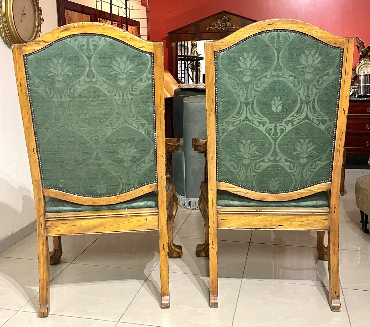 Pair Of Large High-back Armchairs-photo-4