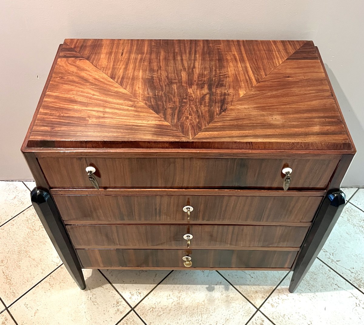 Petite commode Art Deco 4 tiroirs vers 1920-30-photo-3