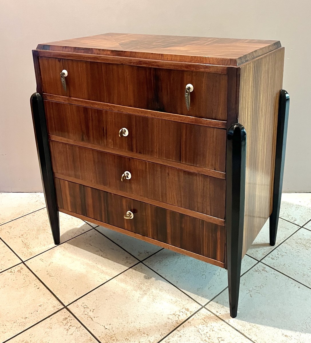Petite commode Art Deco 4 tiroirs vers 1920-30-photo-4