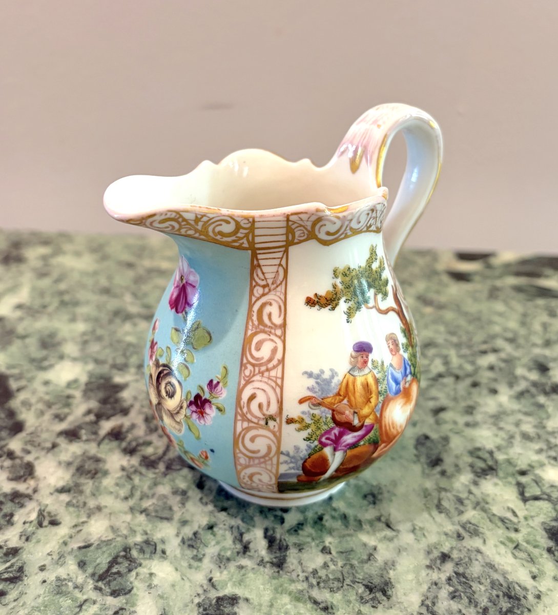 Crémier ou pot à lait en porcelaine de Meissen XIXème-photo-4