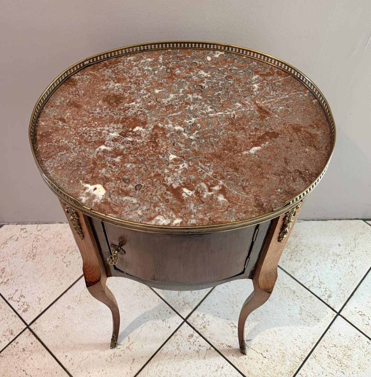 Oval-shaped Side Table In The Transition Style-photo-4