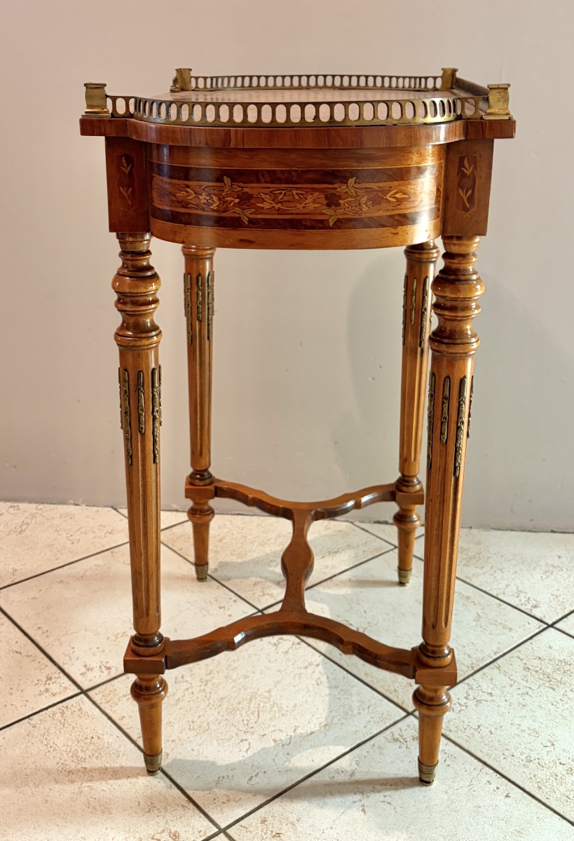 Lxvi-style Coffee Table With Marquetry, Late 19th Century-photo-2