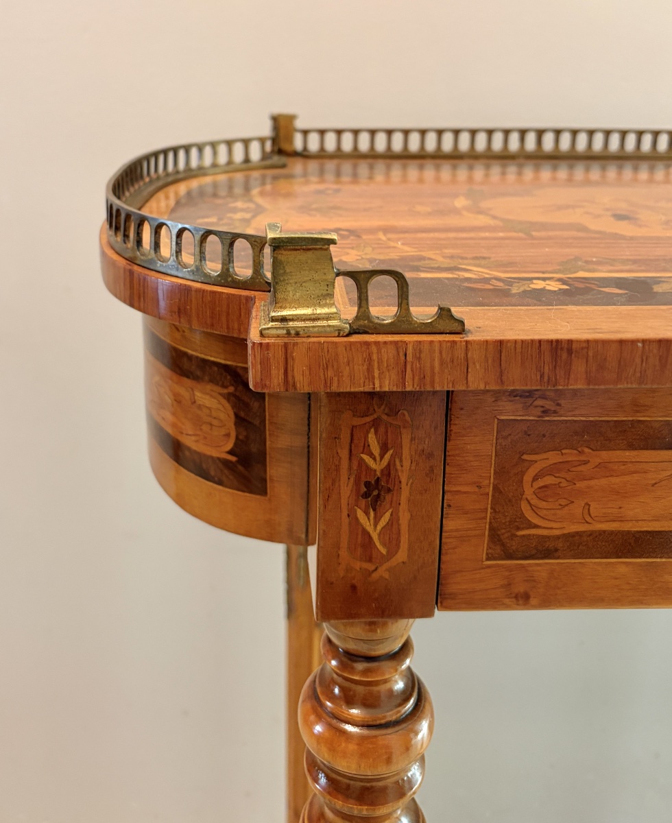 Lxvi-style Coffee Table With Marquetry, Late 19th Century-photo-3