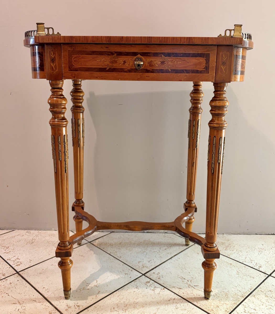 Lxvi-style Coffee Table With Marquetry, Late 19th Century-photo-4