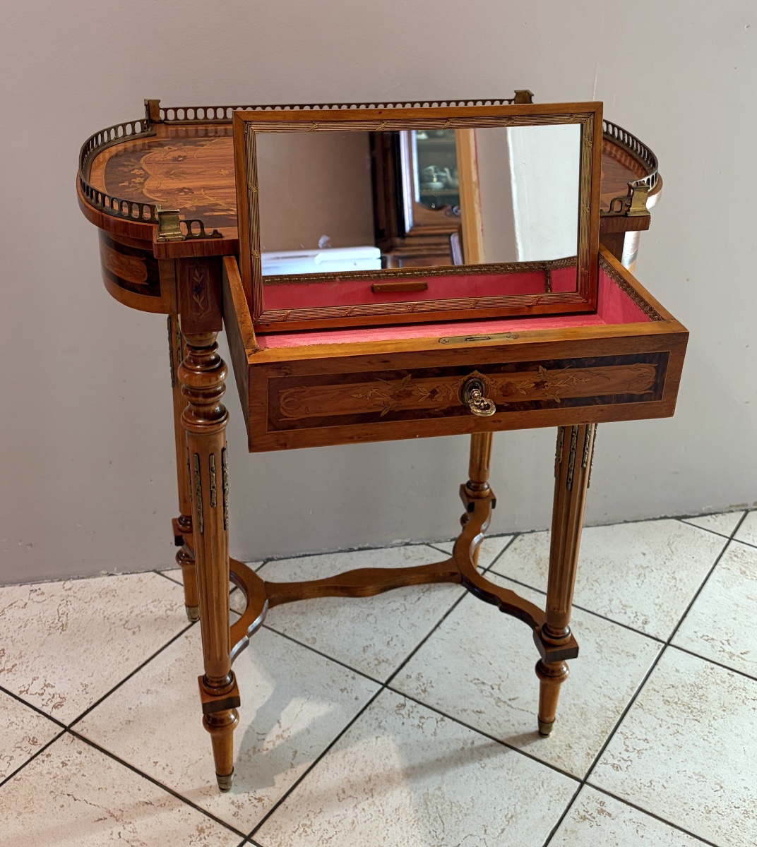 Lxvi-style Coffee Table With Marquetry, Late 19th Century-photo-1