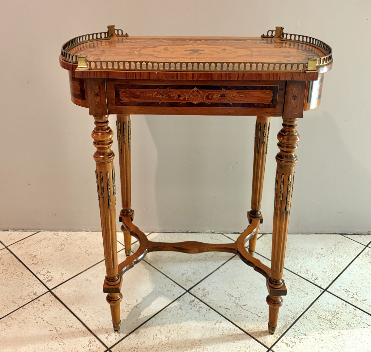 Lxvi-style Coffee Table With Marquetry, Late 19th Century-photo-2