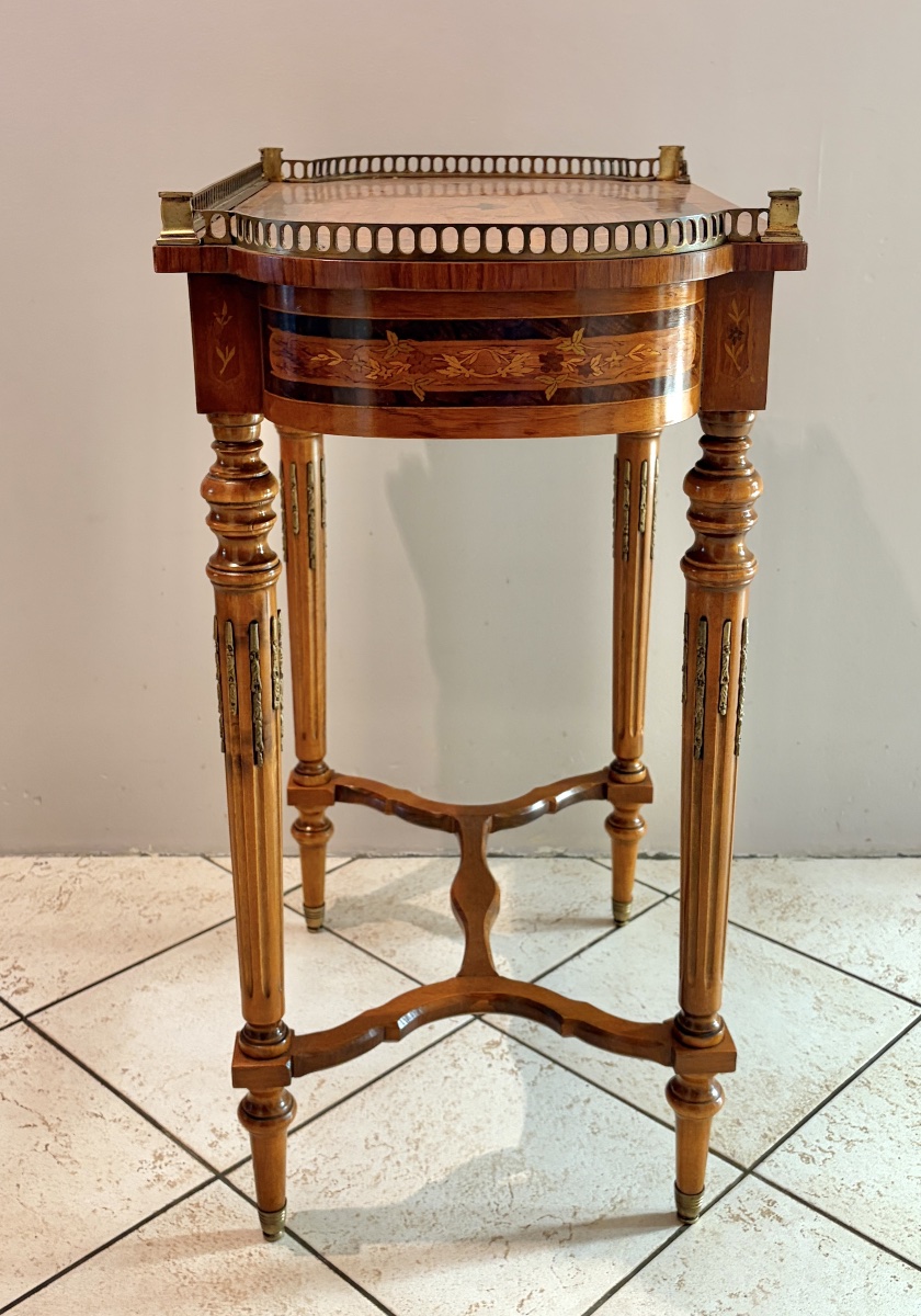 Lxvi-style Coffee Table With Marquetry, Late 19th Century-photo-3