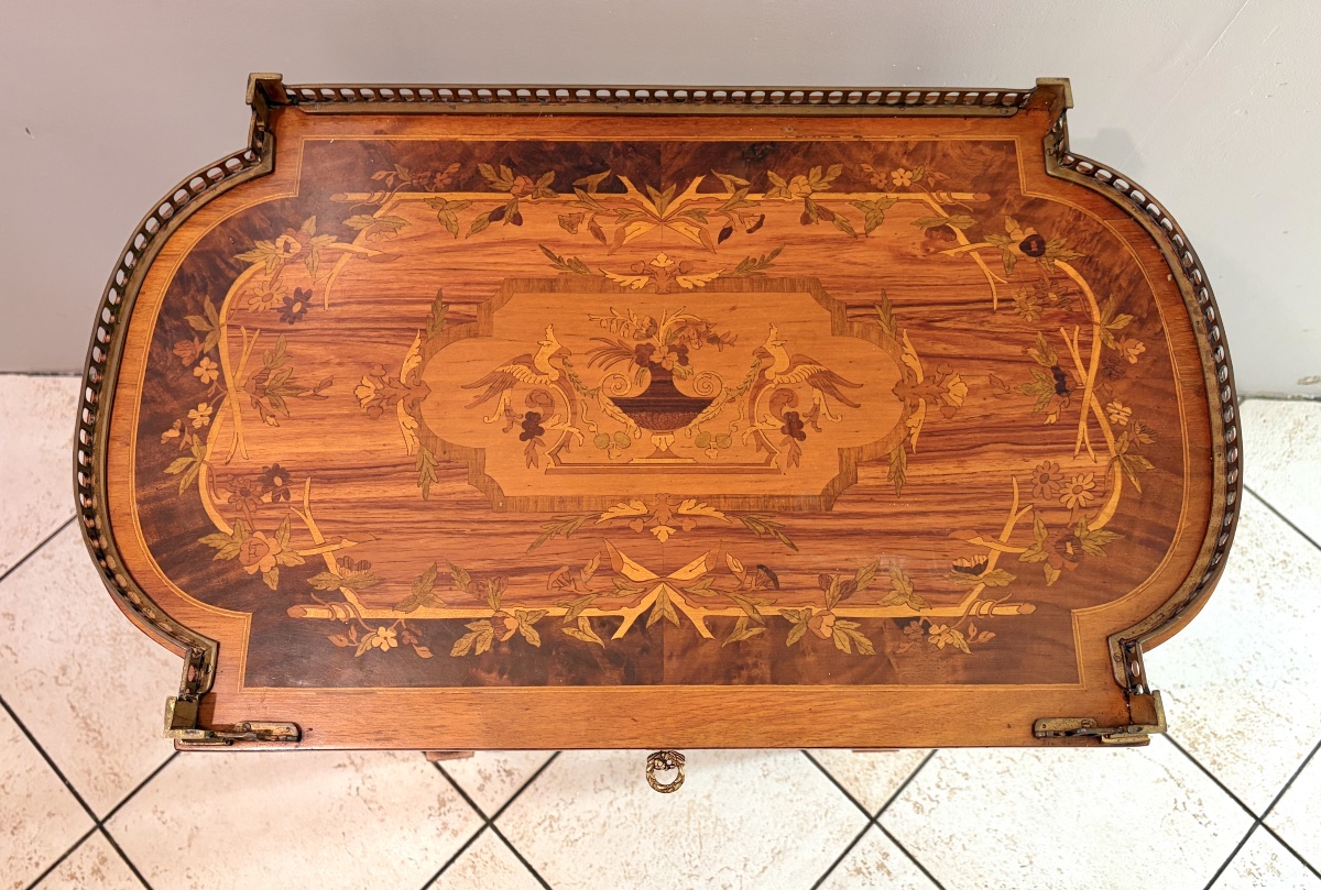 Lxvi-style Coffee Table With Marquetry, Late 19th Century-photo-4