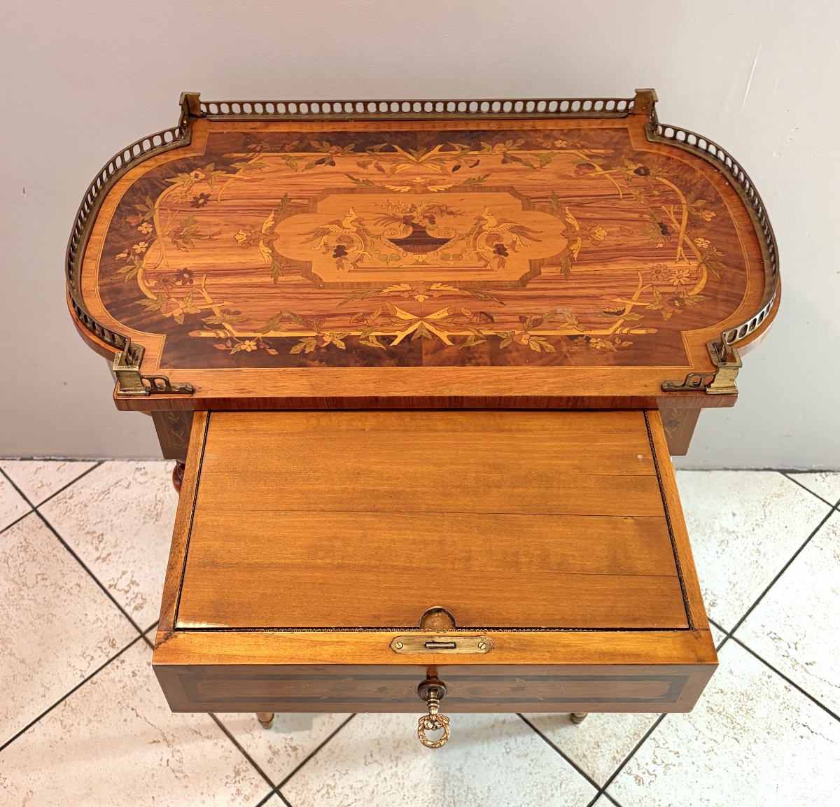 Lxvi-style Coffee Table With Marquetry, Late 19th Century-photo-5