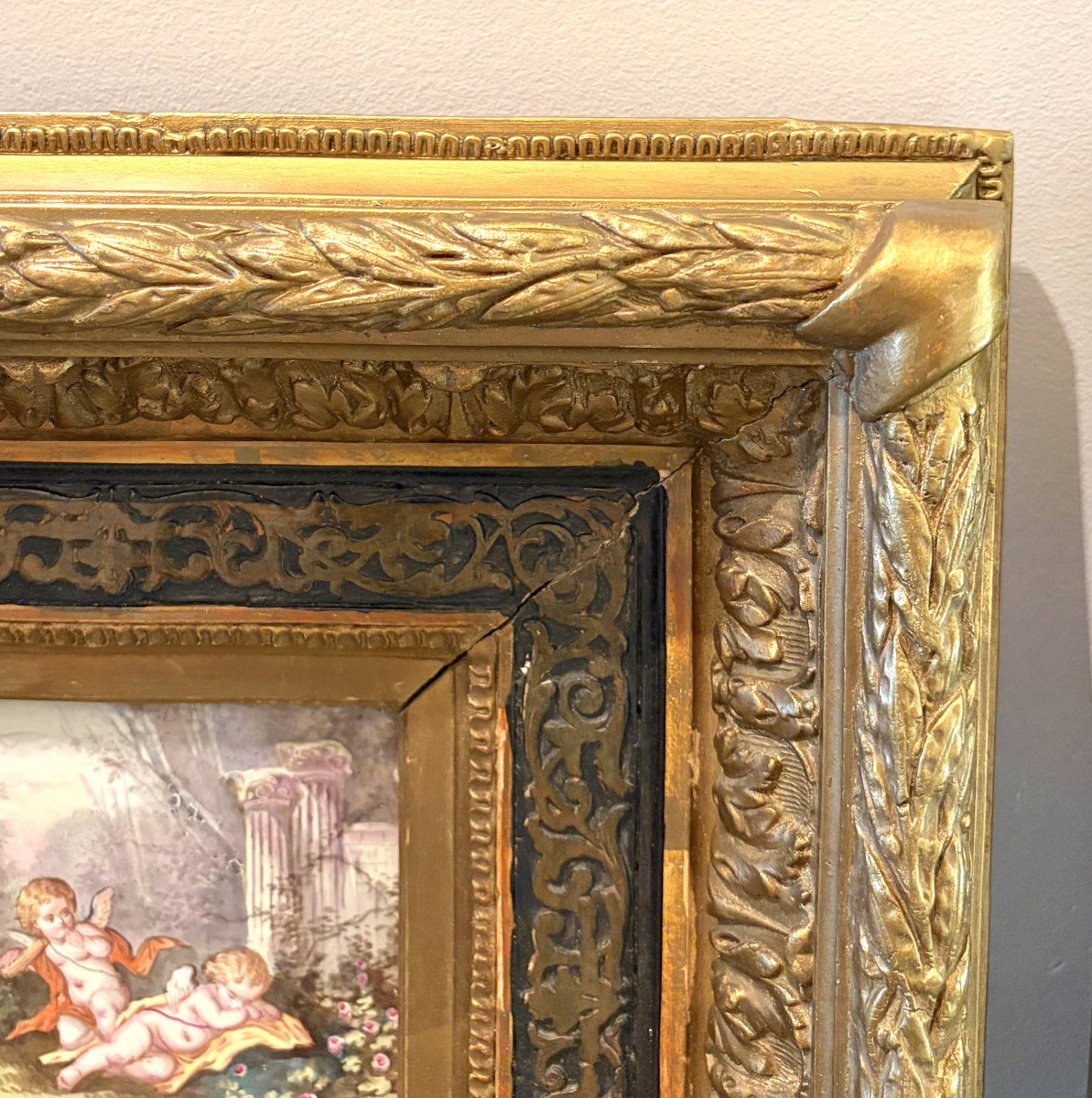 A. Bigot Paire de peinture sur porcelaine encadrées XIXème-photo-4