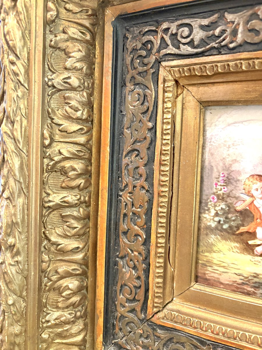 A. Bigot Paire de peinture sur porcelaine encadrées XIXème-photo-6