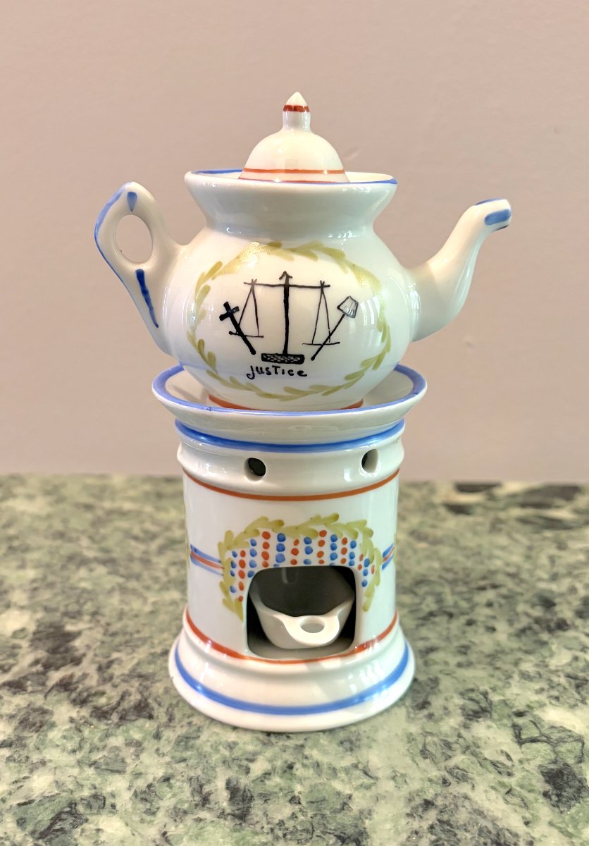 "la Nation" And "la Justice" Mini Porcelain Teapots