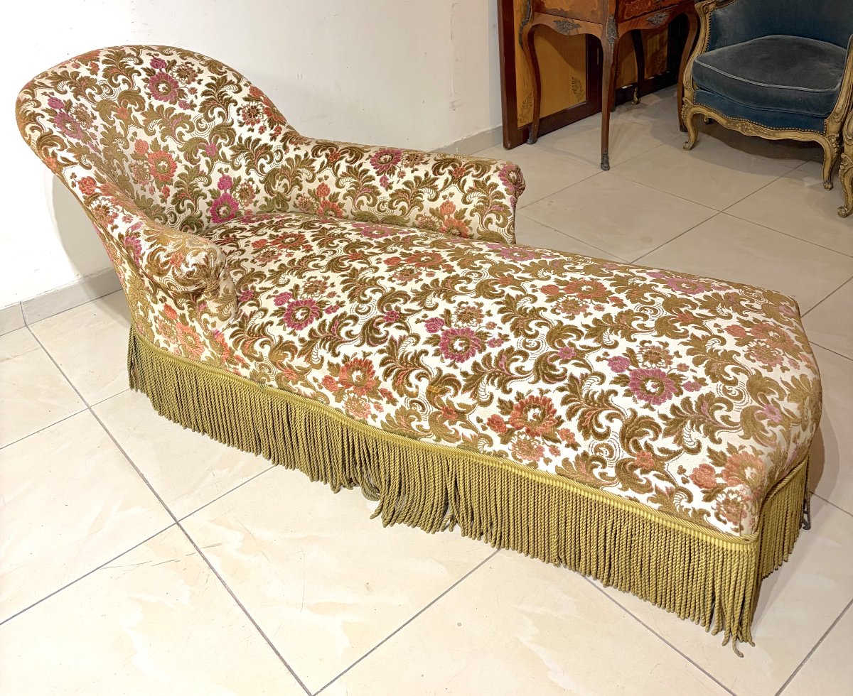 Early 20th-century Floral-print Chaise Longue-photo-2