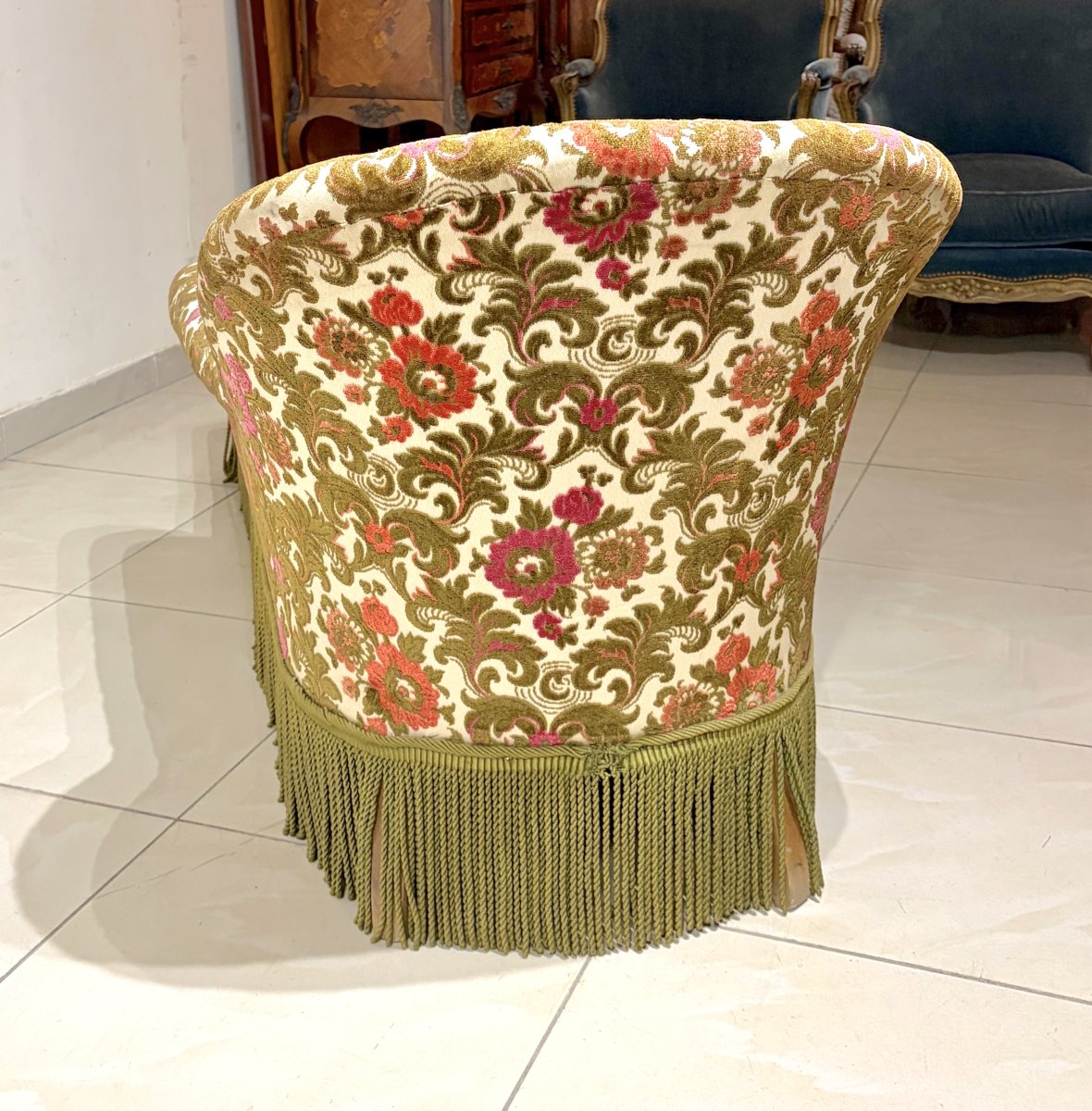Early 20th-century Floral-print Chaise Longue-photo-2