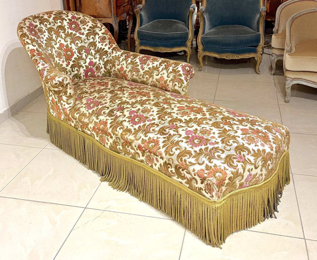 Early 20th-century Floral-print Chaise Longue-photo-4