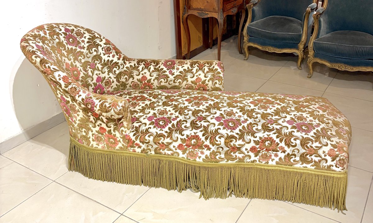Early 20th-century Floral-print Chaise Longue