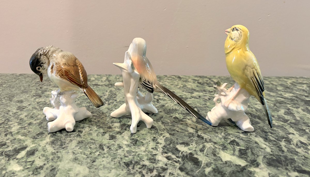 Karl Ens Three Polychrome Porcelain Birds 2-photo-4